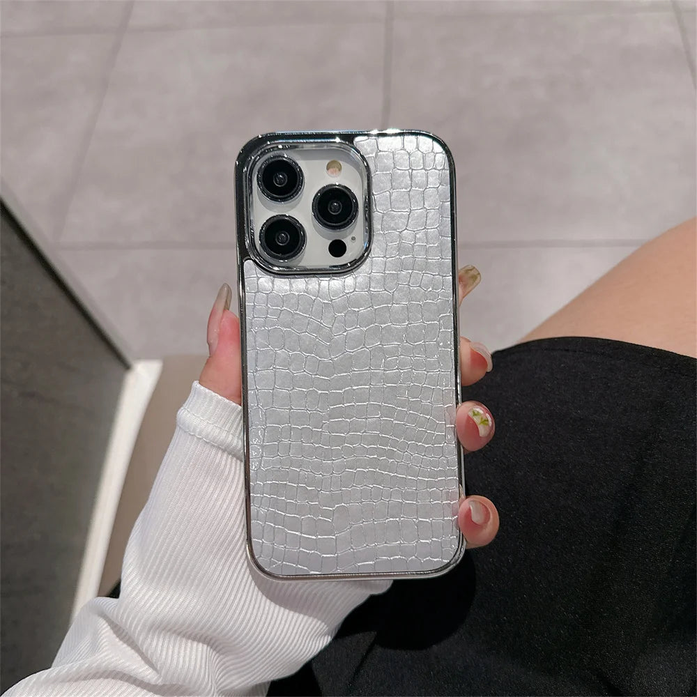 Glossy Crocodile Pattern Case For iPhone