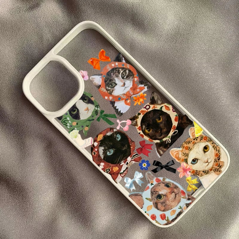 Colorful Cat Clear Phone Case for iPhone
