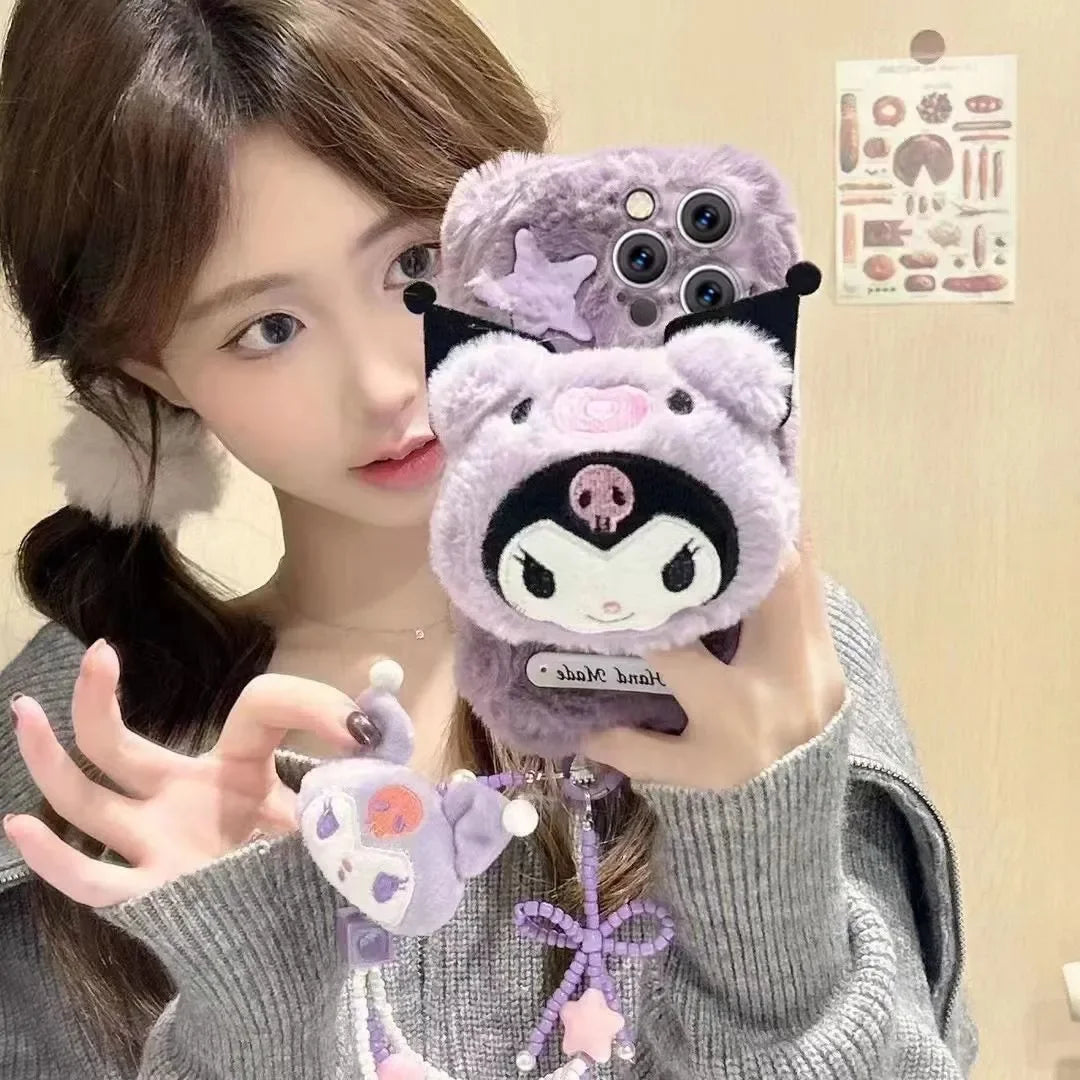 Kuromi Plush Winter Case for iPhone