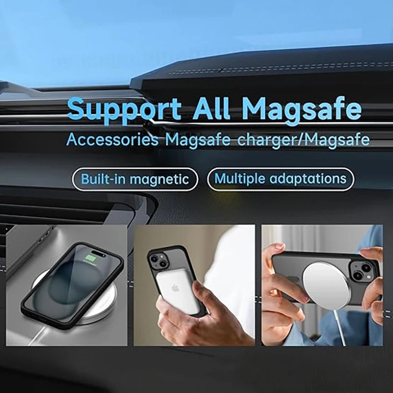 Magnetic Magsafe Clear Matte Case For iPhone slim Shockproof Transparent Hard