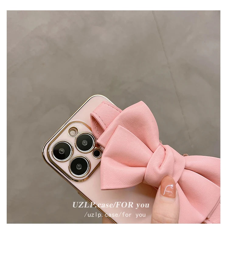 Leather Bow Stand iPhone Case
