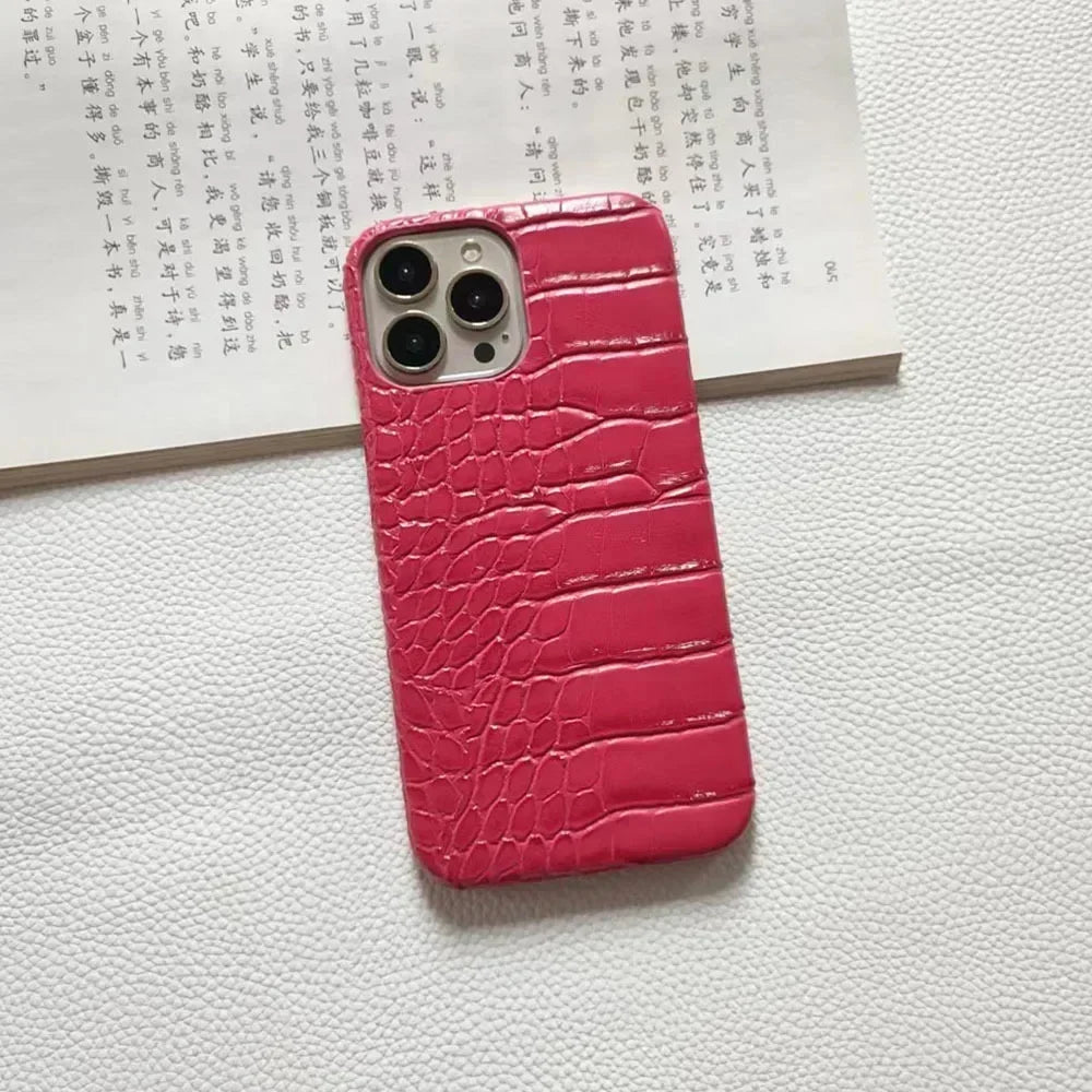 Crocodile Pattern PC & Leather Phone Case