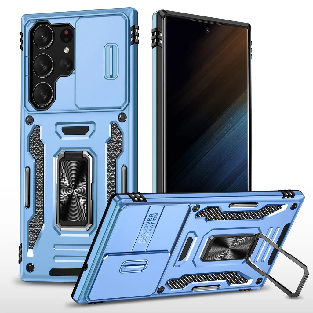 Slide Camera Protector Ring Armor Case for Samsung Galaxy