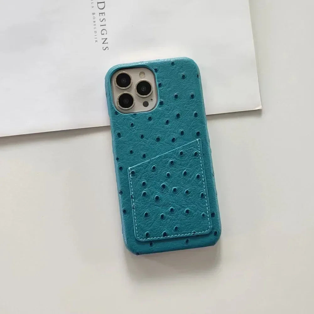 Ostrich Pattern Card Holder Phone Case