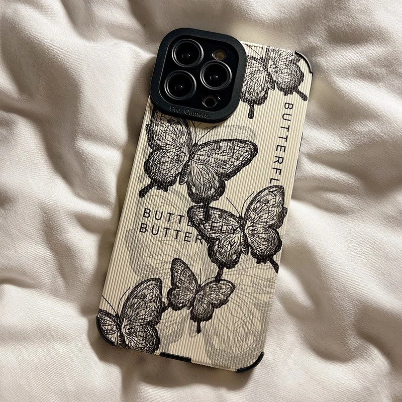 Retro Butterfly Silicone iPhone Case
