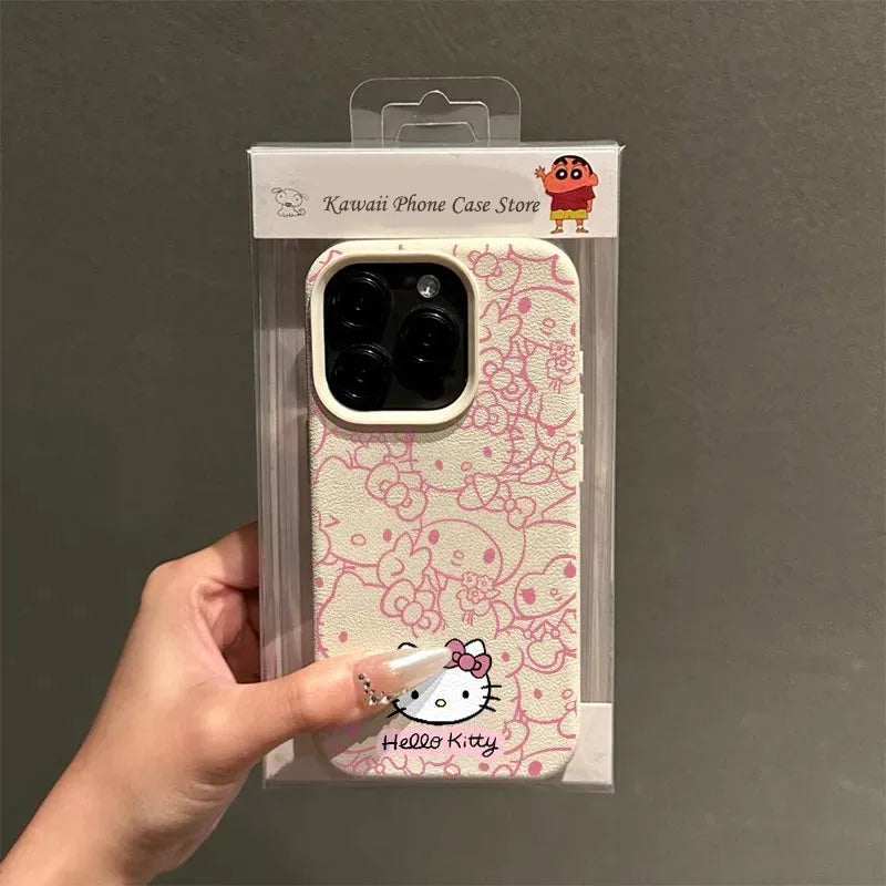 Hello Kitty & Kuromi Y2K Leather Case for iPhone