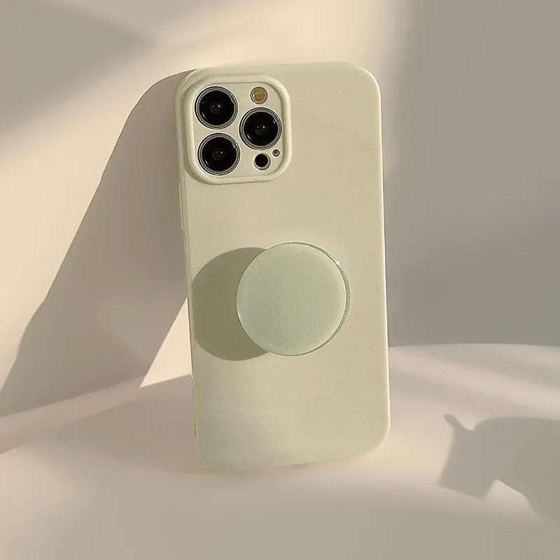 Candy Color Soft Silicone Case with Holder For iPhone Shockproof Plain Bumper