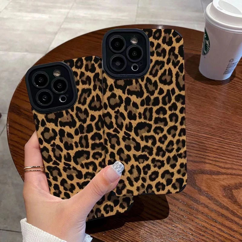 Brown Leopard Silicone Phone Case for iPhone