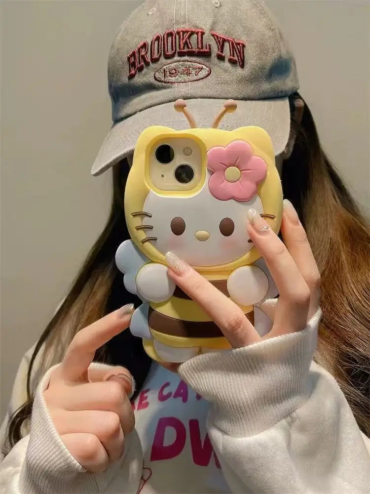 3D Hello Kitty Bee Case with Lanyard for iPhone