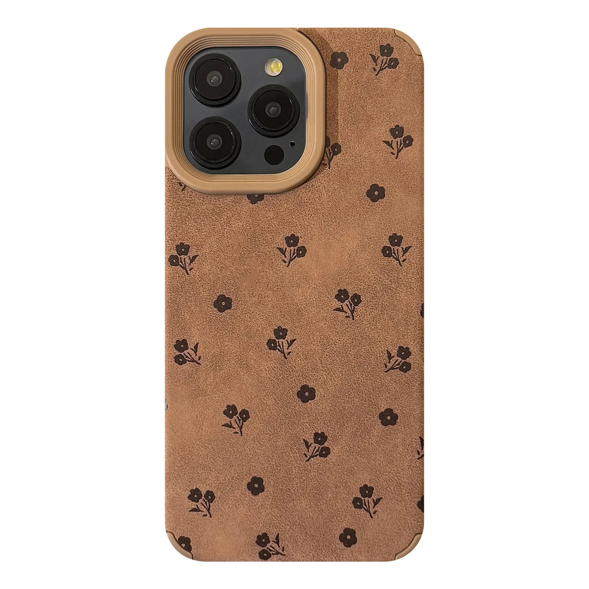 Retro Floral Suede Leather Phone Case