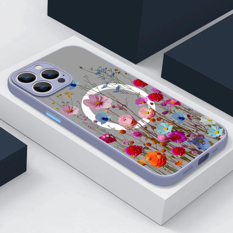 Magnetic Floral Acrylic Phone Case