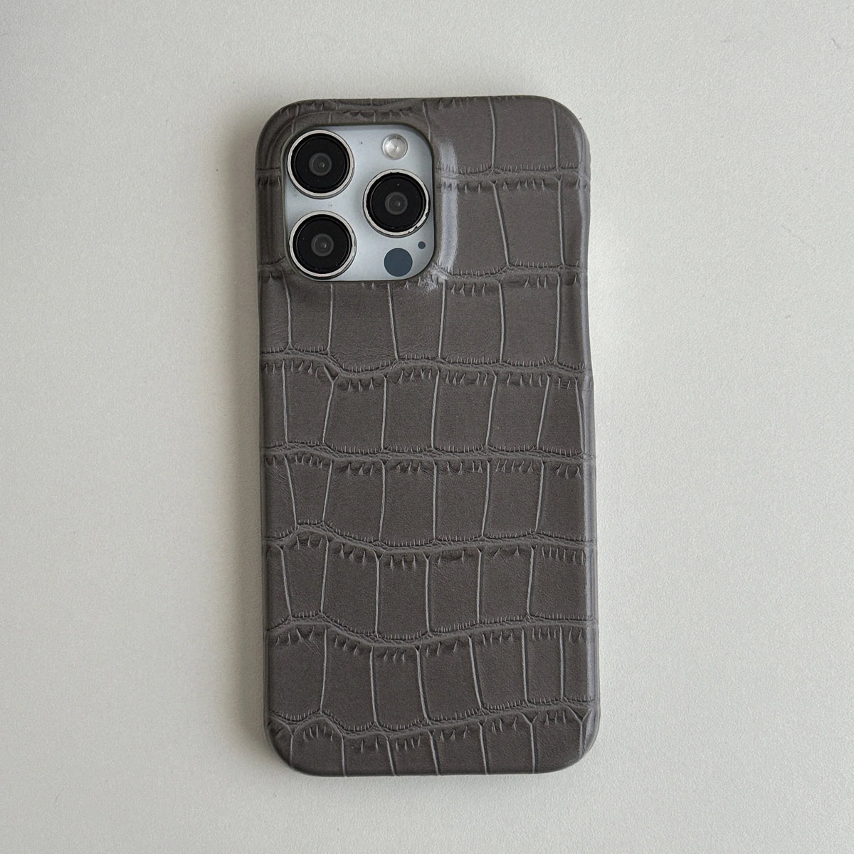 Grey & Brown Alligator Texture Phone Case for iPhone