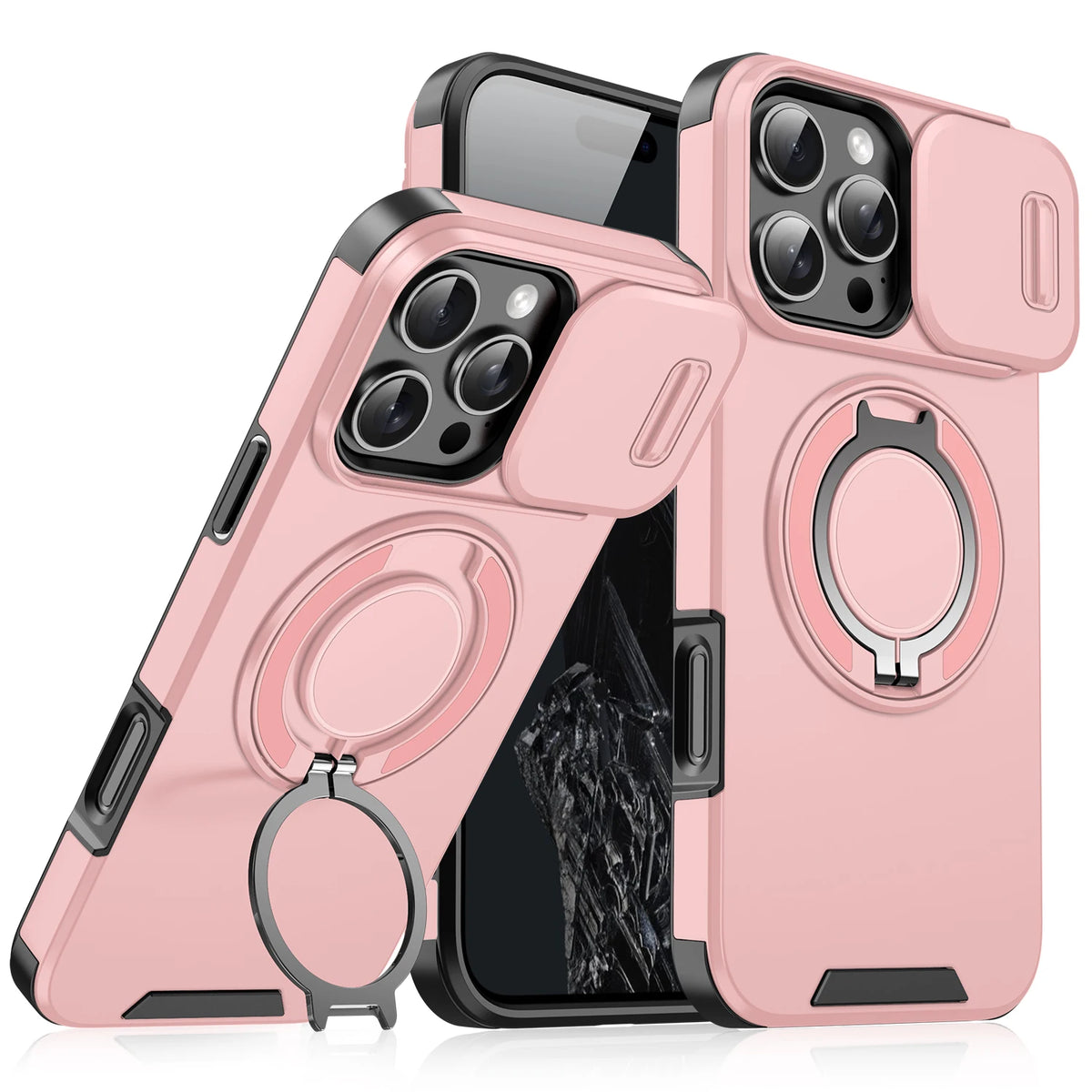 Rugged iPhone Case with Ring Stand & Camera Cover | MagSafe Compatible