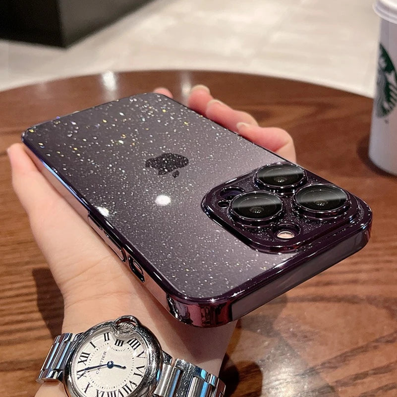 Glitter Clear Plating Case for iPhone