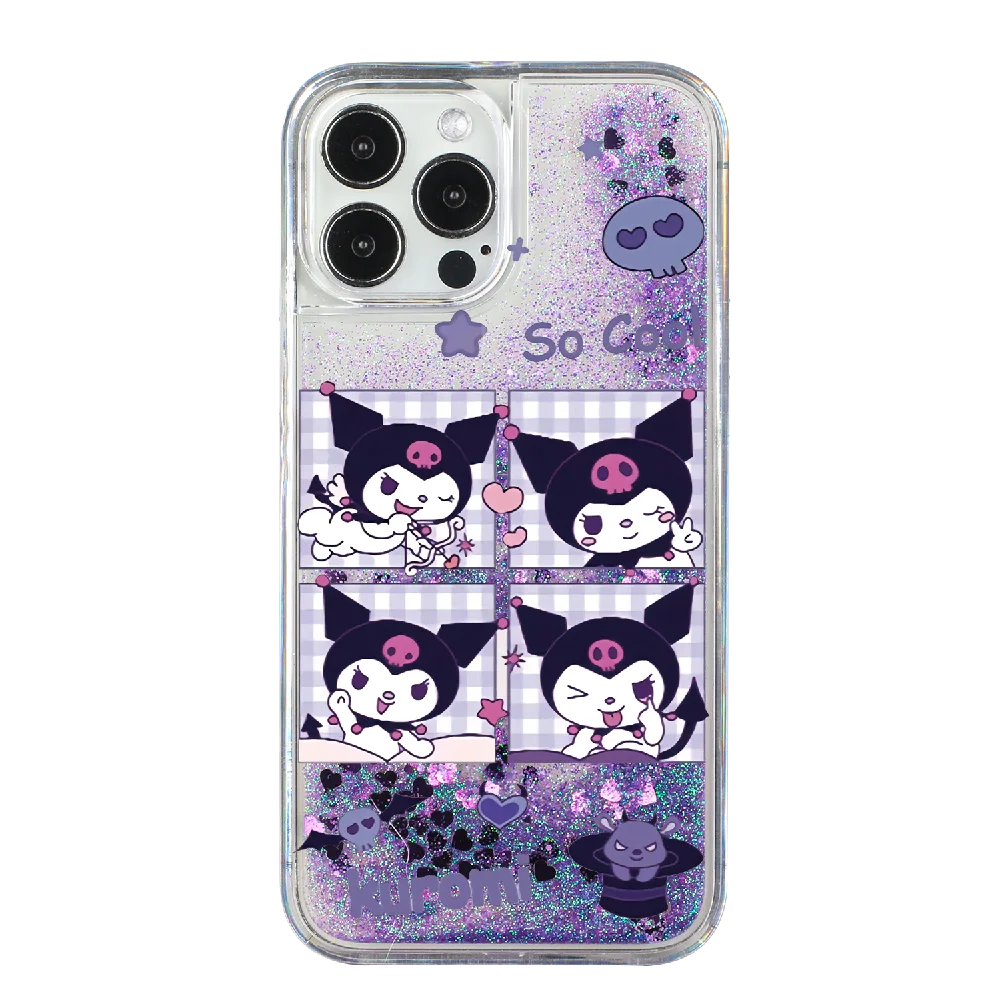 Kuromi Cinnamoroll Glitter Quicksand Phone Case