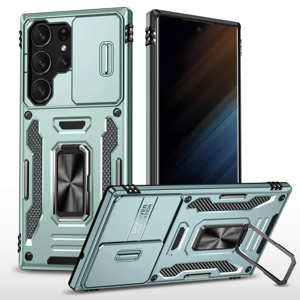 Slide Camera Protector Ring Armor Case for Samsung Galaxy