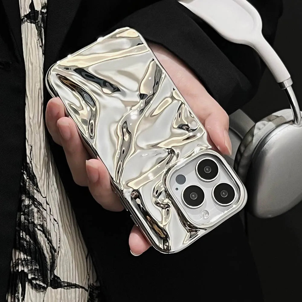 Electroplate 3D Wrinkle Phone Case for iPhone