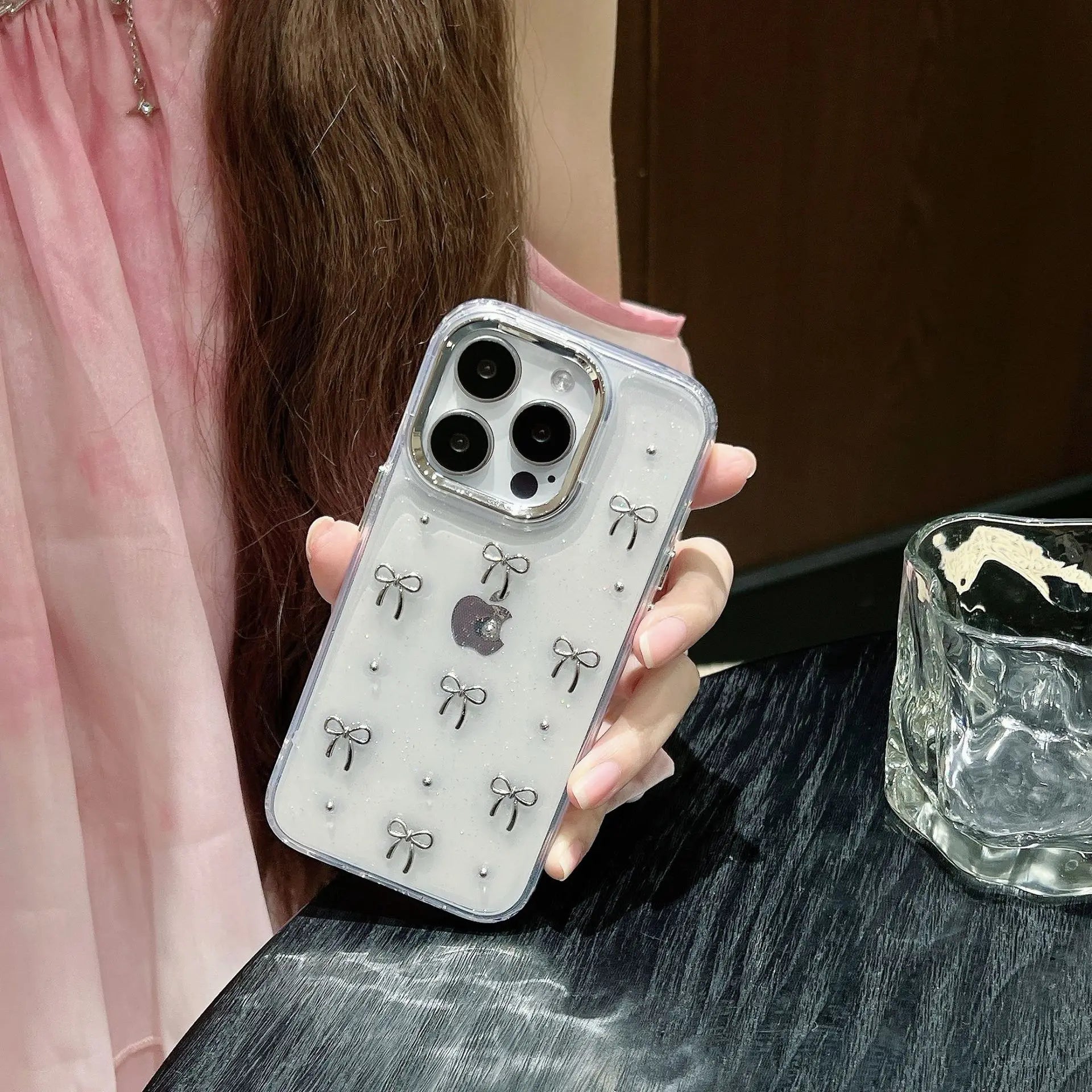 Glitter Bow Clear Case
