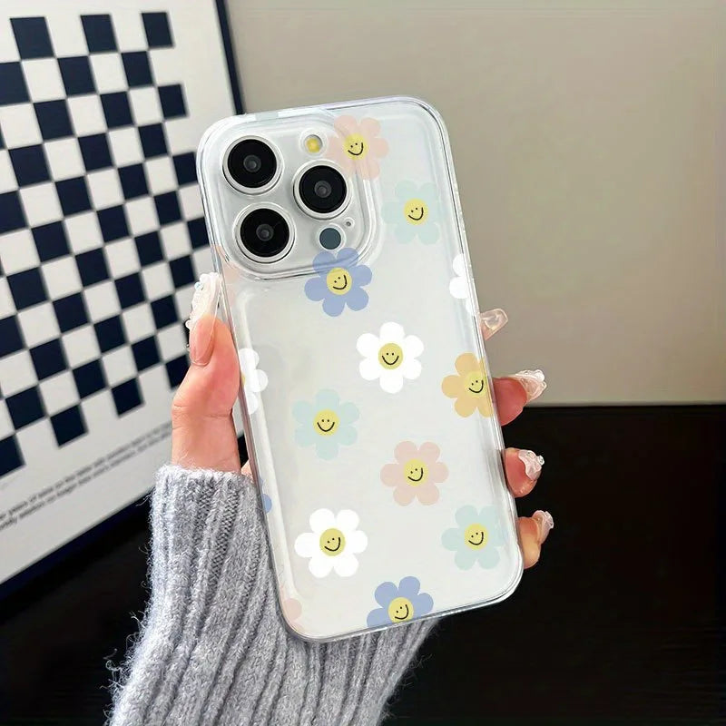 Colorful Flowers Clear iPhone Case