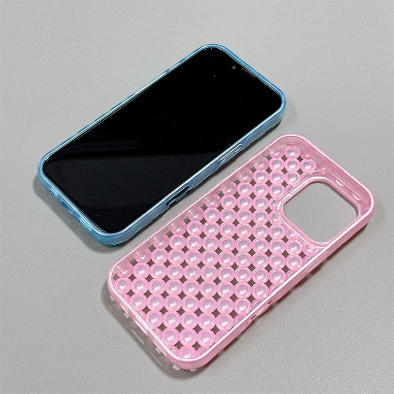 Macaron Color Pearl Beads Phone Case