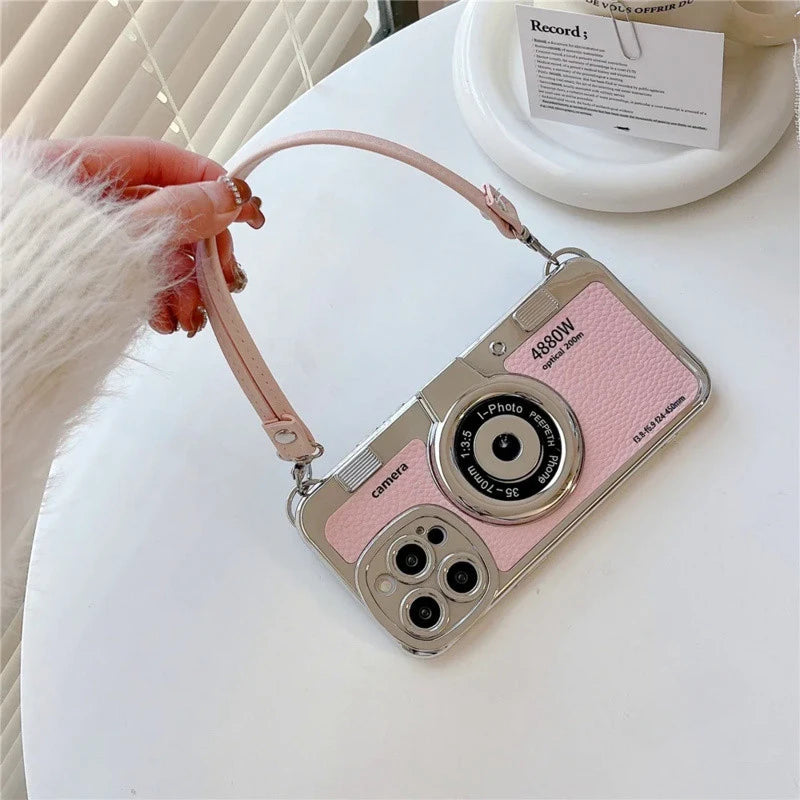 Vintage Leather Camera Strap iPhone Case