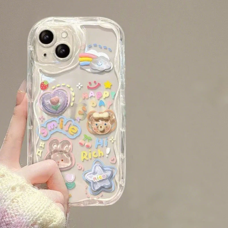 Clear Cute Bear & Rabbit Case for iPhone