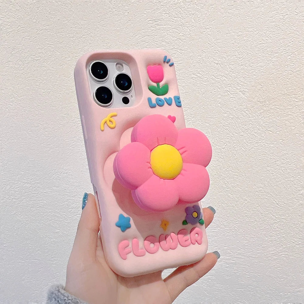 3D Floral Case with Stand for iPhone