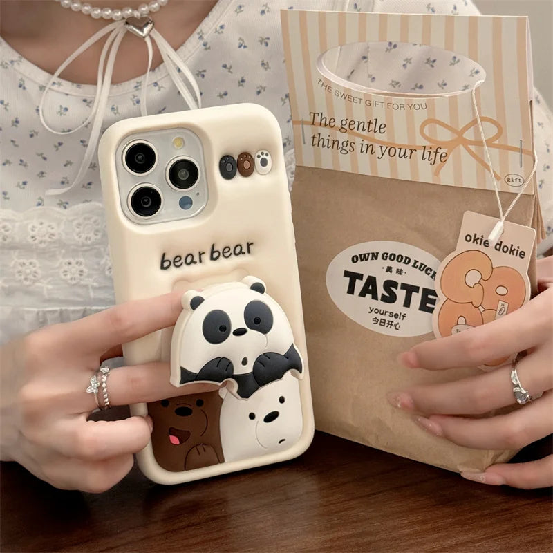 Kawaii Bear Case with Holder for iPhone