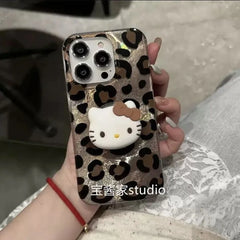 Hello Kitty Leopard Grip Holder Hard Phone Case