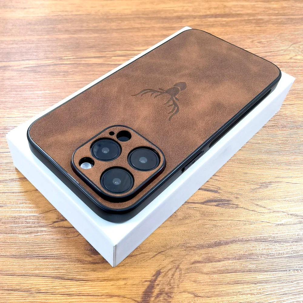 Retro PU Leather Deer Phone Case for iPhone