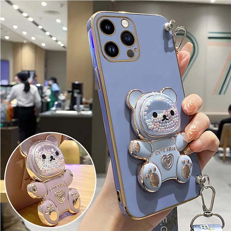Glitter Bear Case with Lanyard for iPhone