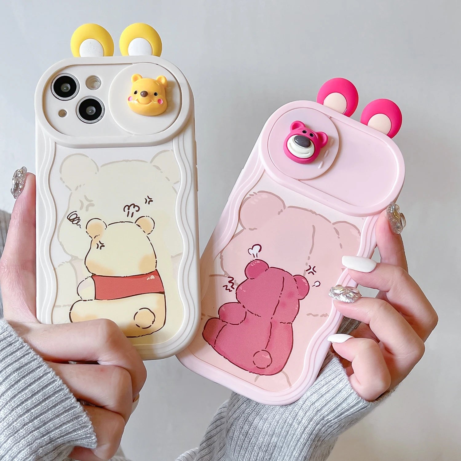 3D Cartoon Ears Sliding Camera Case For iPhone