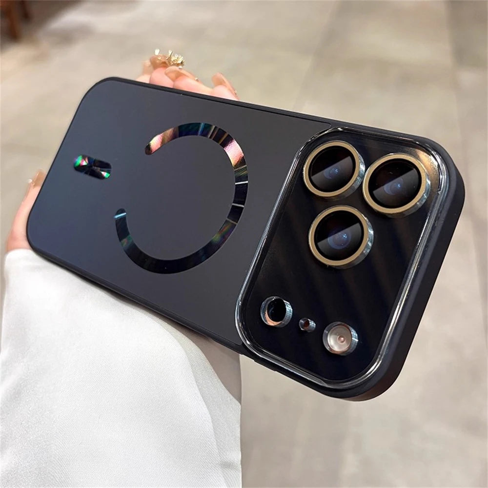 Magnetic Matte Glass Lens Protect Phone Case