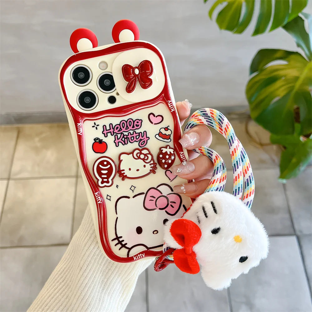 3D Hello Kitty Camera Case with Strap for iPhone