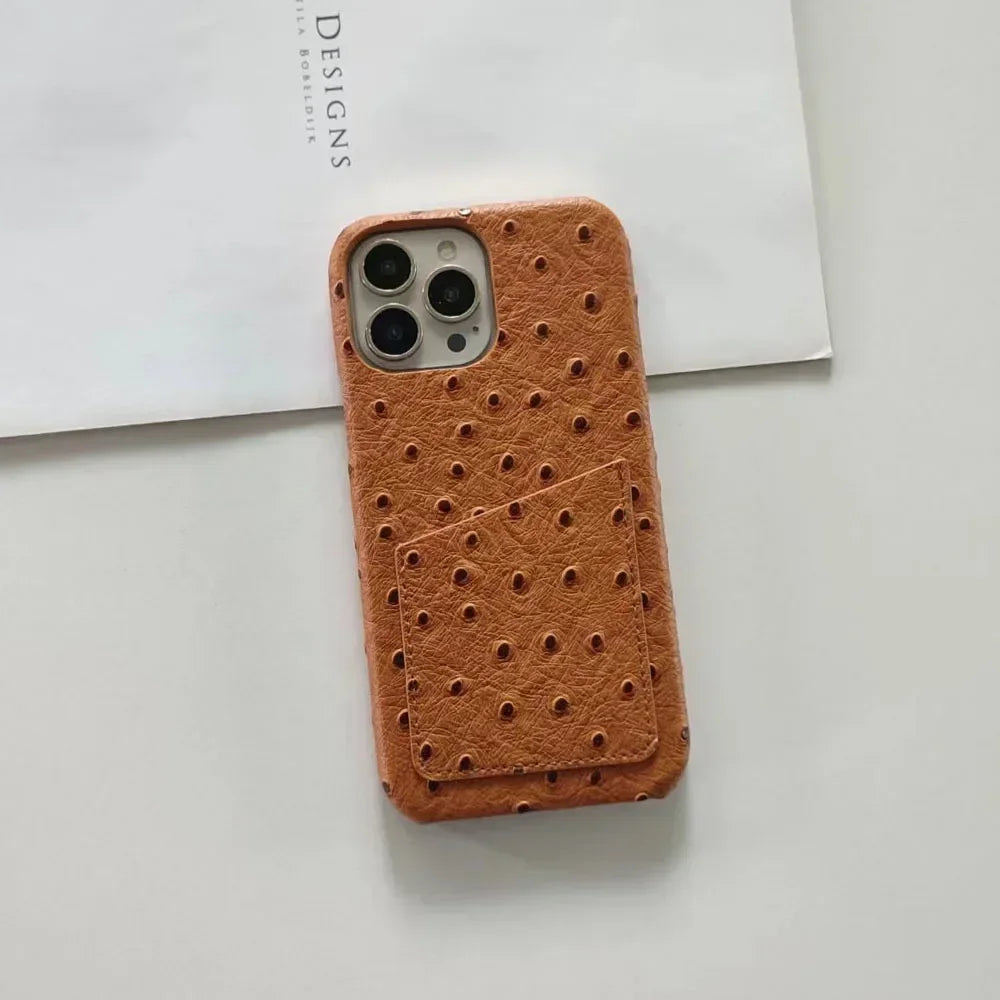 Ostrich Pattern Card Holder Phone Case