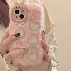 Pink Plush Monster Lens Case for iPhone