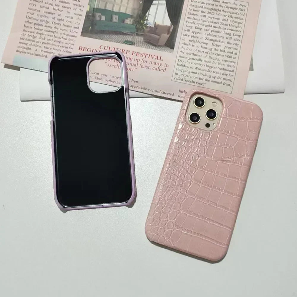 Crocodile Pattern PC & Leather Phone Case