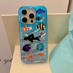 Ripple Texture Fish Case For iPhonKorean INS Aquaria Style Silicone Shockproof