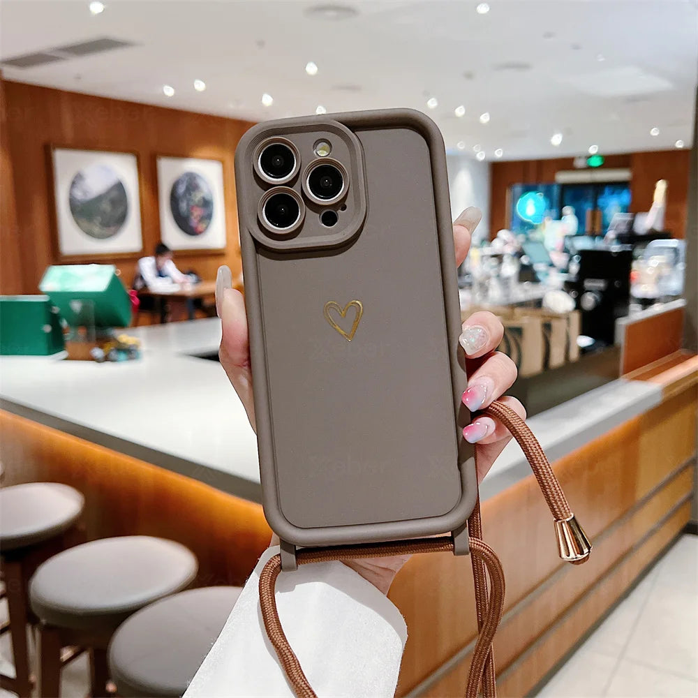 Heart Silicone Crossbody Case for iPhone
