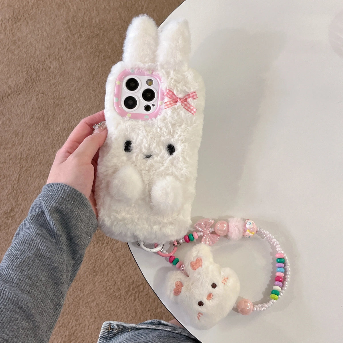3D Rabbit Plush Winter Case for iPhone