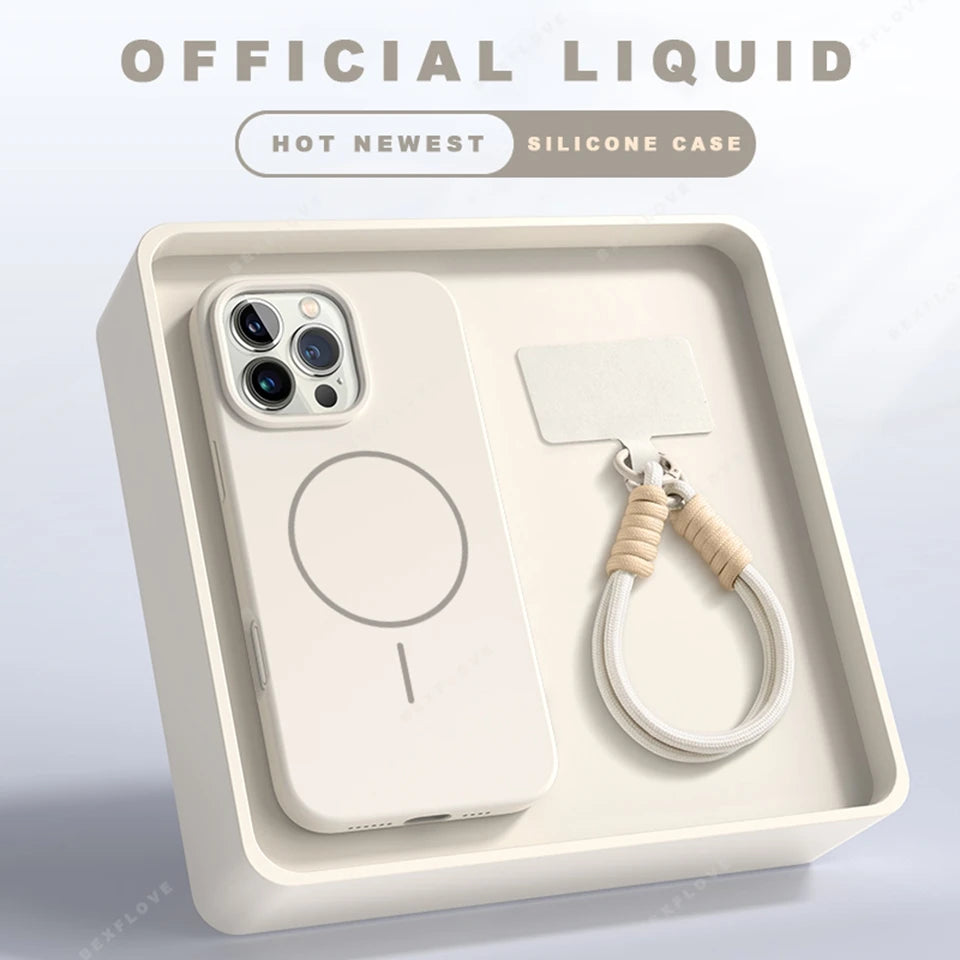 Magnetic Silicone Case with Lanyard for iPhone