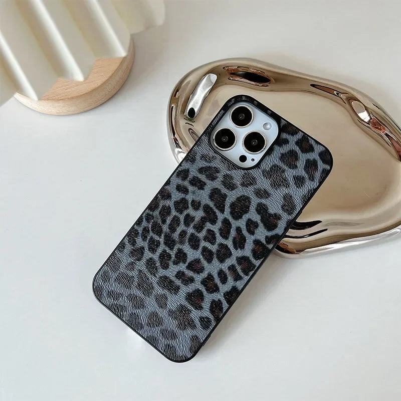 Leopard Print Wrist Strap Phone Case
