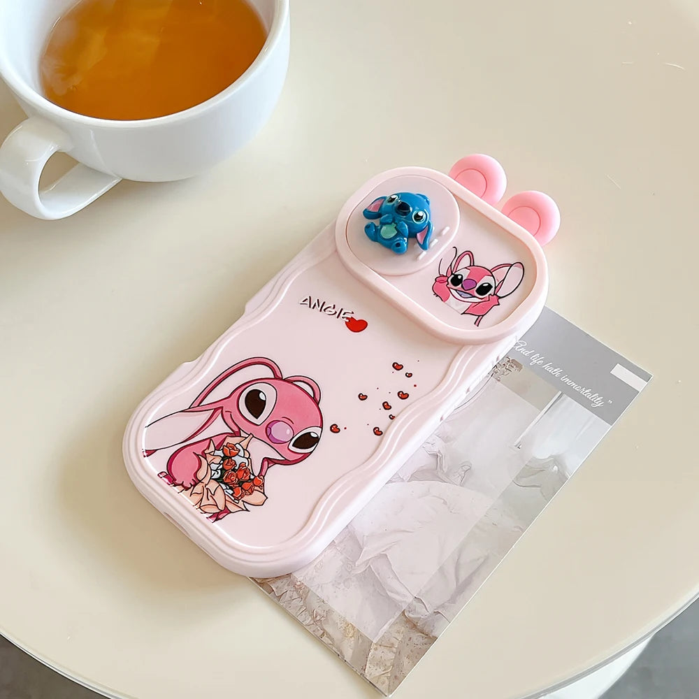 Minnie Mickey Angel Stitch Ears Sliding Camera Phone Case