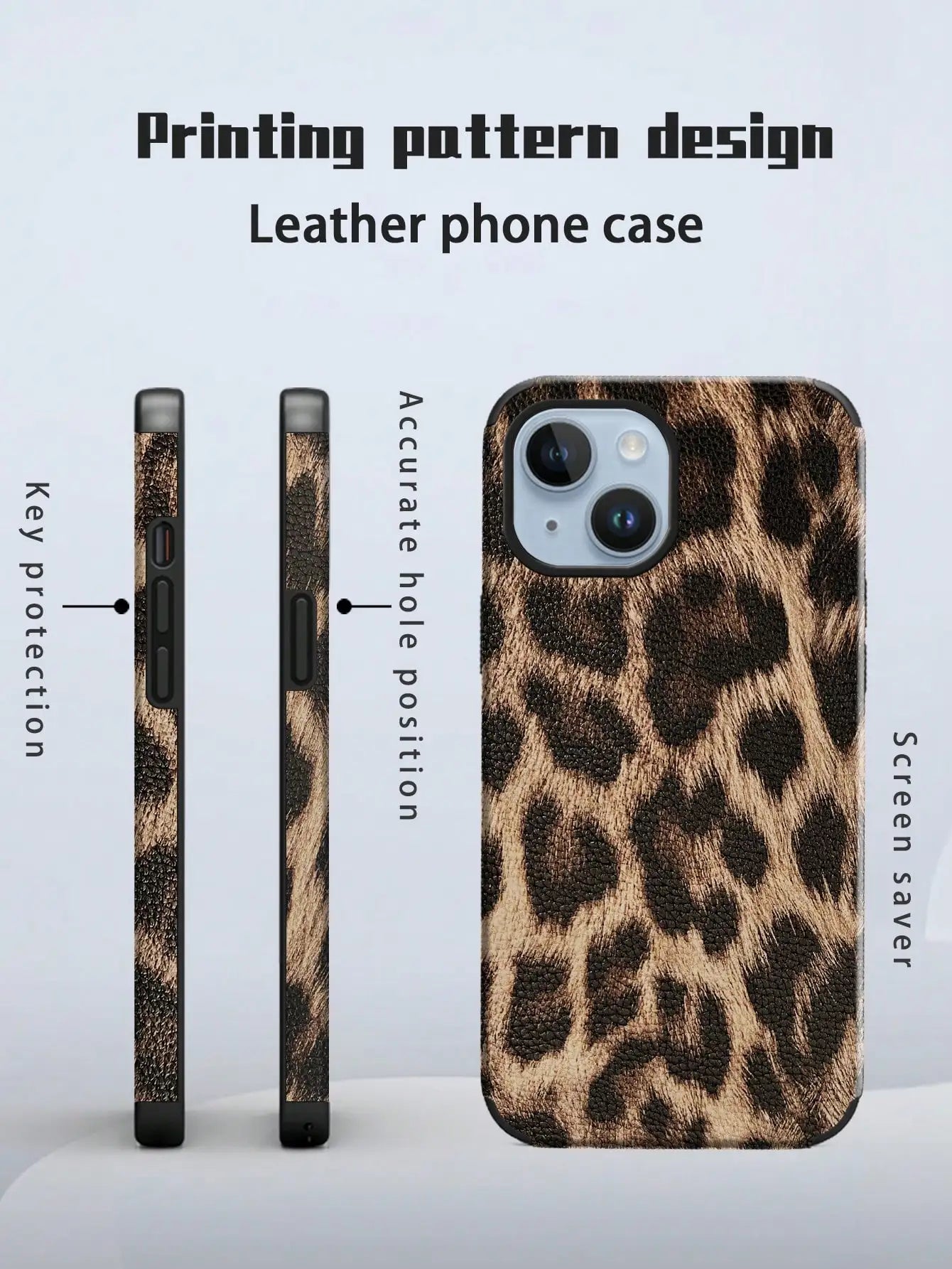 Leopard Print PU Leather Shockproof Phone Case