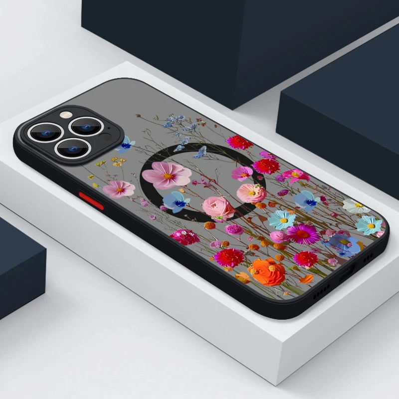 Magnetic Floral Acrylic Phone Case