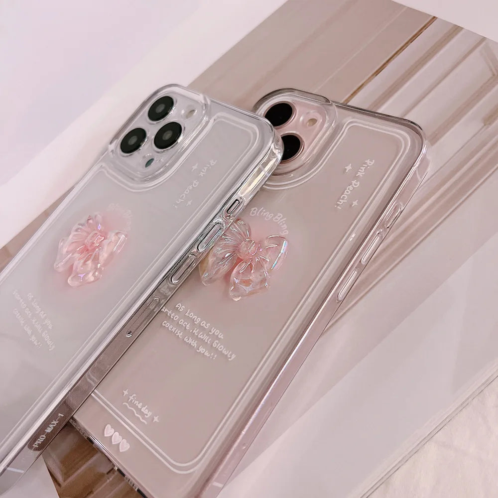 Cute 3D Crystal Bow Heart Case for iPhone