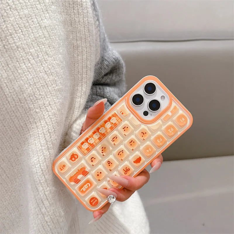 3D Cartoon Kitty Bread Phone Case with Holder & Lanyard