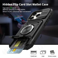 Shockproof iPhone Case with 360° Rotating Kickstand & Card Holder