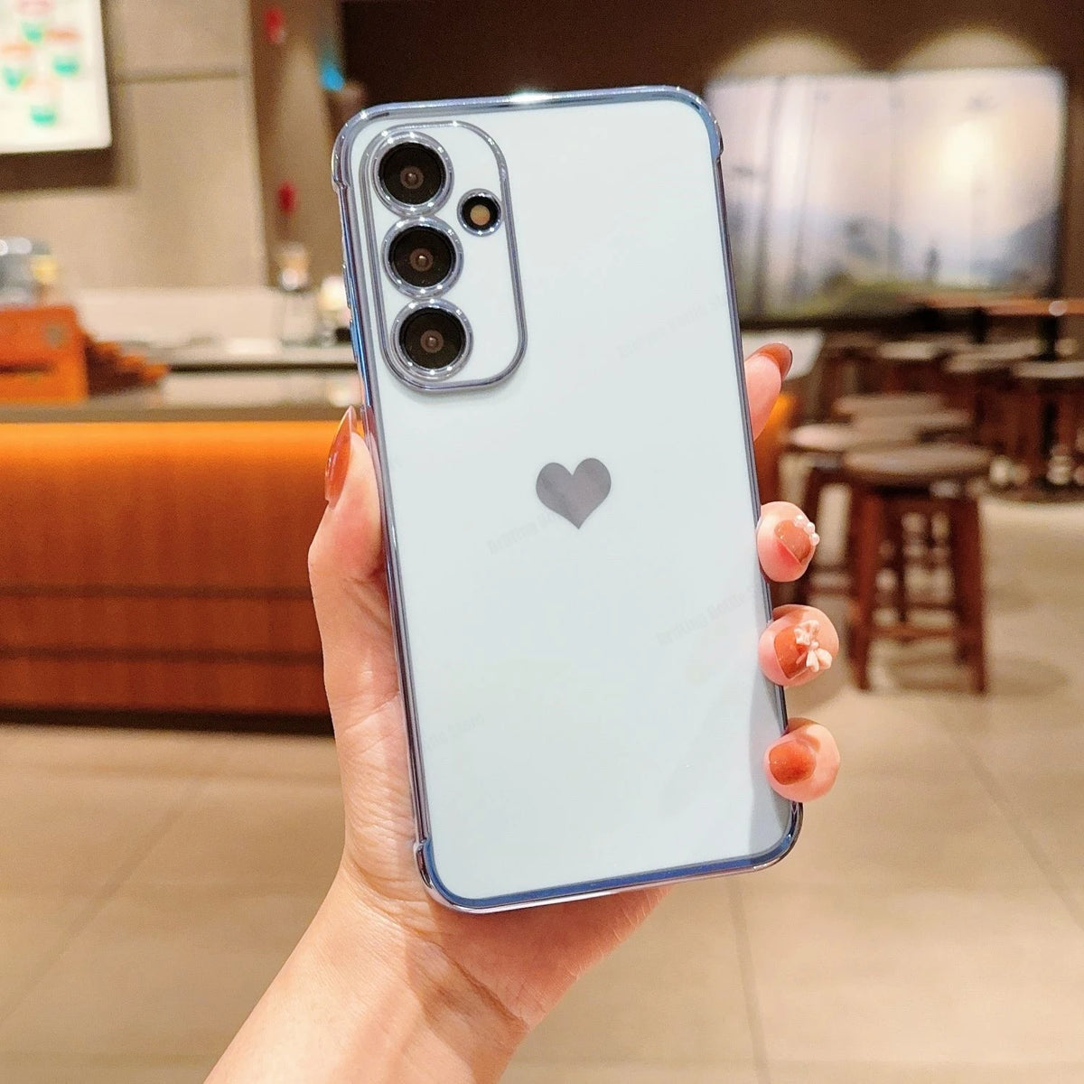 Love Heart Side Pattern Case for Samsung Galaxy  Cute Plating Silicone Anti-Scratch