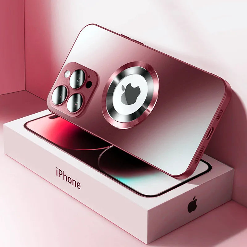 Matte Magnetic Tempered Glass Phone Case for iPhone